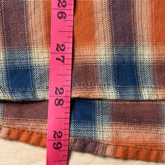 Prana Shirt Mens Medium Orange Plaid Flannel Casual Standard Fit Organic Cotton - Picture 7 of 7